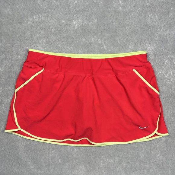 Nike Pink Yellow Running Skirt with Built-in Shorts 453694-617 Women’s Size: L - Picture 1 of 16